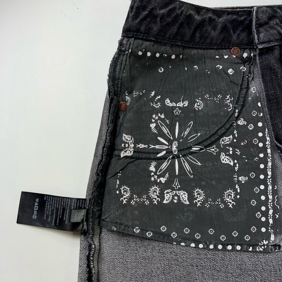 We The Free People Womens Bailey Mini Skirt Black Pockets Frayed Denim 24 New - Picture 4 of 12